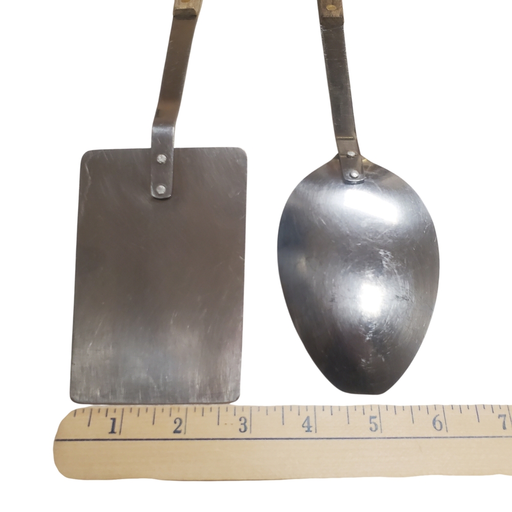 MCM Stainless Steel Utensil Set with Wooden Handles. Spoon & Spatula. Japan. - Picture 5 of 7